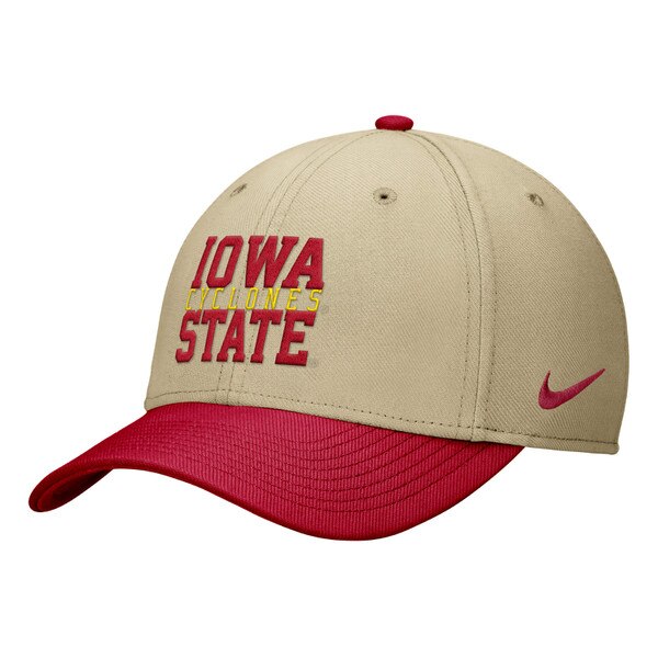 Nike Iowa State Cyclones Cardinal and Beige FA26 Structured Swooshflex Rise Hat